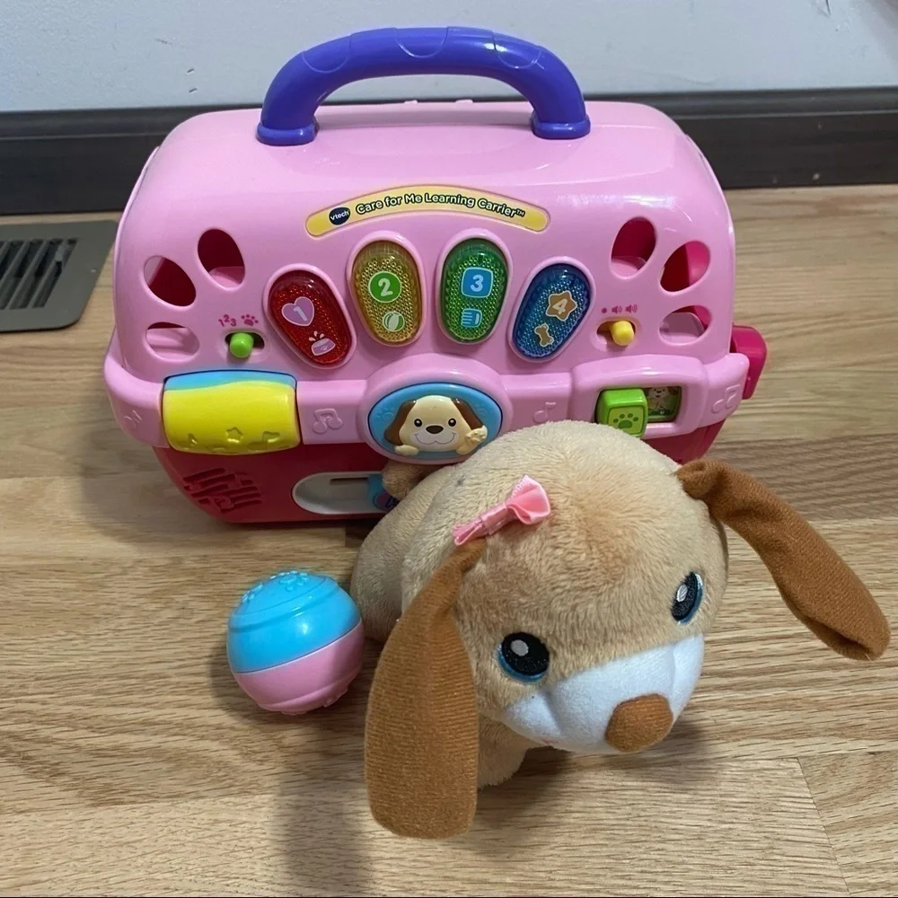 V-tech Care for Me Learning Puppy Kids Toy Pink Stuffed Animal Sing Music